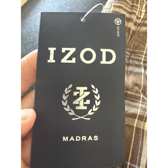 IZOD PLAID FLAT FRONT CHINO SHORTS MENS SIZE 34 - Picture 4 of 14